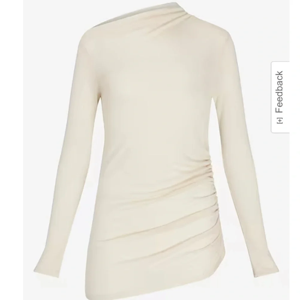 Ivory Shimmer Asymmetrical Ruched Tunic - Picture 4 of 10